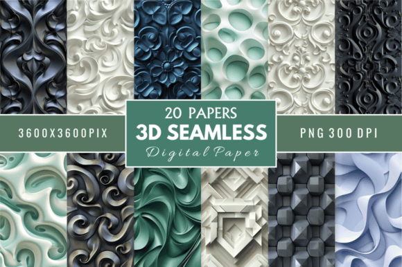 3D Abstract Tile Digital Patterns Bundle