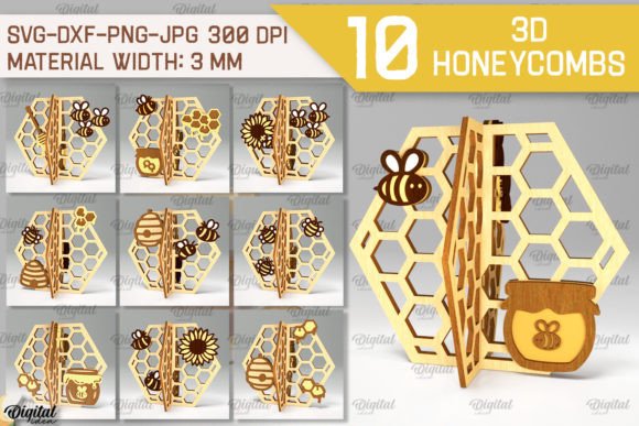 3D Honeycombs Laser Cut Bundle for Modern Design