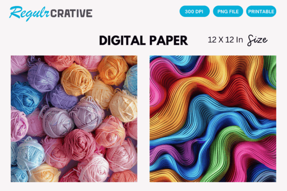 3D Knitting Yarn Fabric Digital Paper Collection
