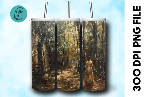 3D Oil Paint Forest Tumbler Wrap 32: A Creative Design Asset