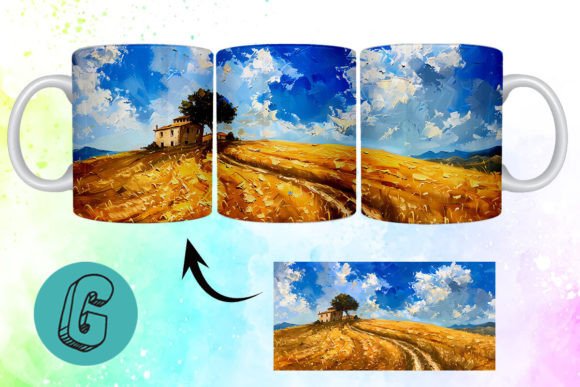 3D Oil Paint Landscape Mug Wrap 06: A Premium Digital Download
