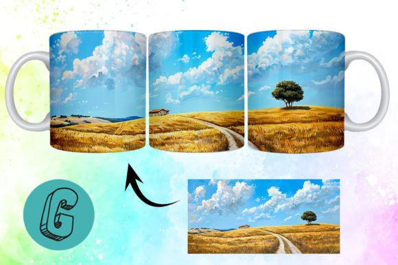 3D Oil Paint Landscape Mug Wrap 07