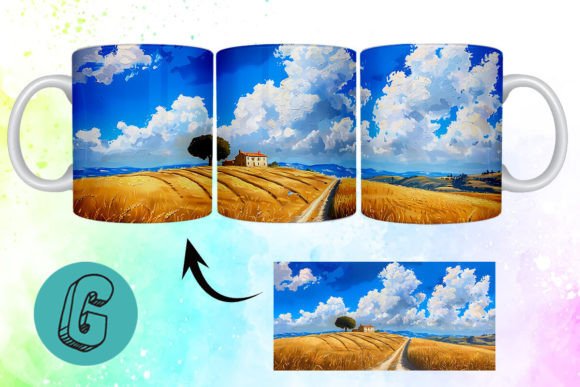 3D Oil Paint Landscape Mug Wrap 09