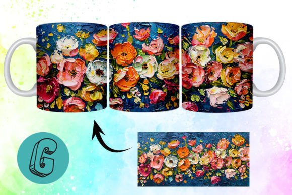 3D Oil Paint Pretty Flowers Mug Wrap 15: Creative Download
