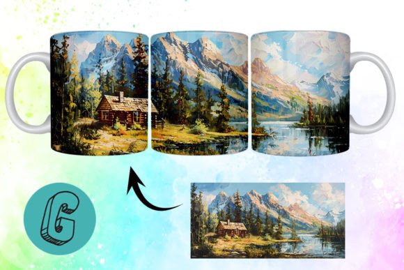 3D Oil Paint Vintage Sence Mug Wrap 02: A Creative Digital Asset