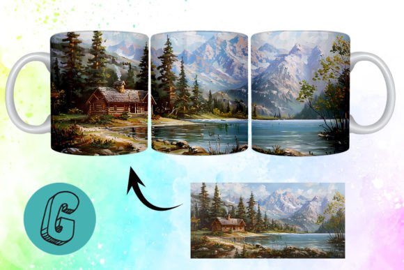 3D Oil Paint Vintage Sence Mug Wrap 12: Creative Design Asset