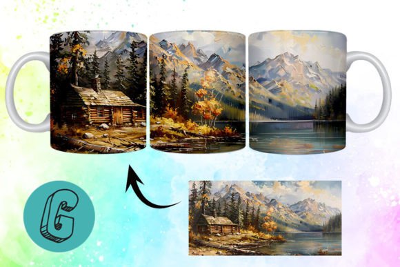 3D Oil Paint Vintage Sence Mug Wrap 13 Digital Design