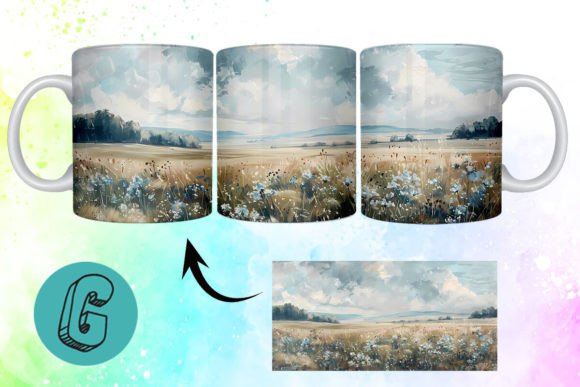 3D Oil Paint Wildflowers Mug Wrap 20: A Digital Art Asset