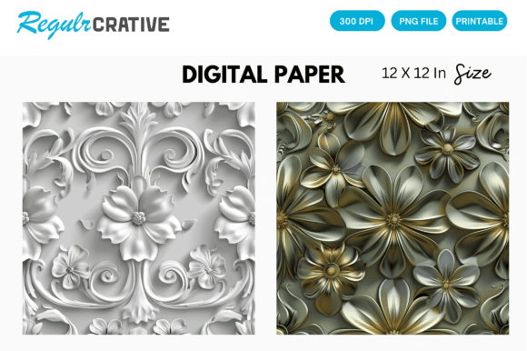 3D Seamless Floral Digital Paper Design