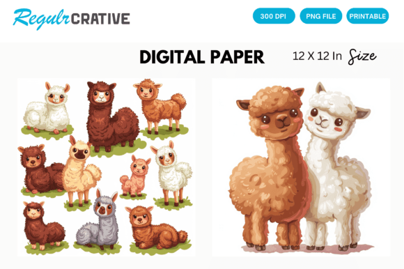3D Watercolor Cozy Alpaca Digital Paper: Elevate Your Craft