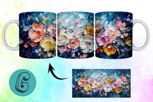 Beautiful 3D Floral Mug Wrap for DIY Projects