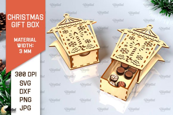 Create Magical Moments with Christmas Gift Box Laser Cut. 3D Box SVG