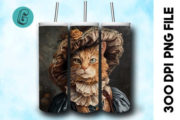 Elegant Cat Tumbler Wrap: 3D Oil Paint Design