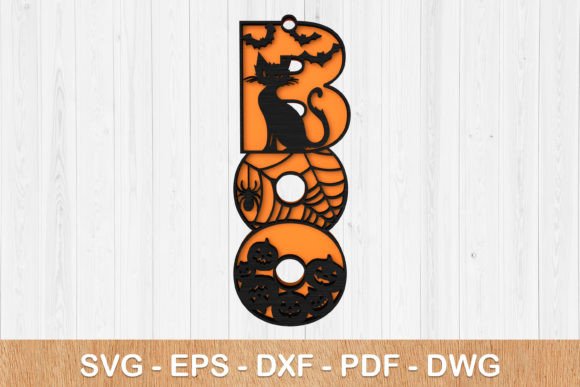 Halloween Cat BOO Sign 3D Svg: Spooky Fun for Your Projects