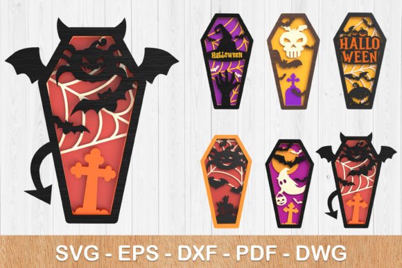 Halloween Coffin 3D Svg Bundle for Spooky Crafts