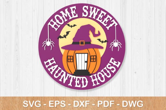 Spooky Elegance: 3D Haunted House Sign SVG