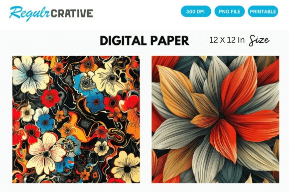 Stunning 3D Abstract Floral Digital Paper Design