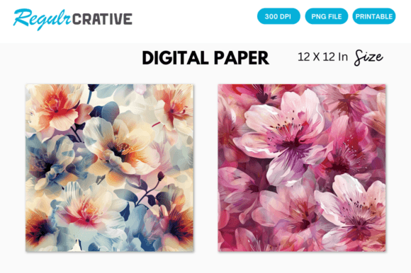 Stunning 3D Large Blossomed Floral Digital Paper