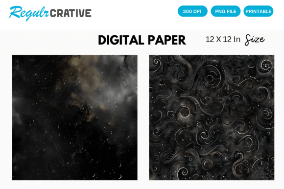 Watercolor 3D Black Magic Digital Paper: Elevate Your Projects